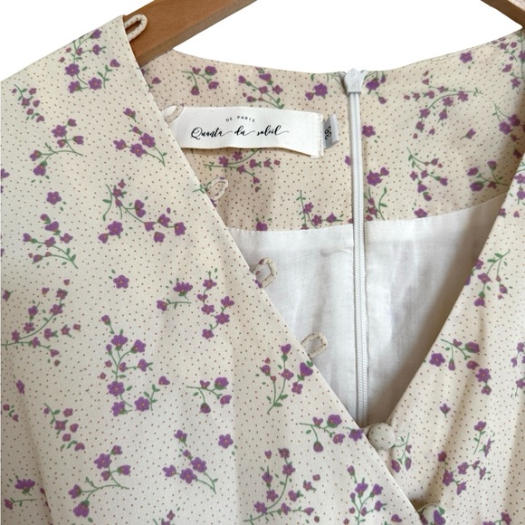 Quanta du Soleil De Paris Floral Dress Lavender Purple Ivory White Small S - Picture 5 of 8